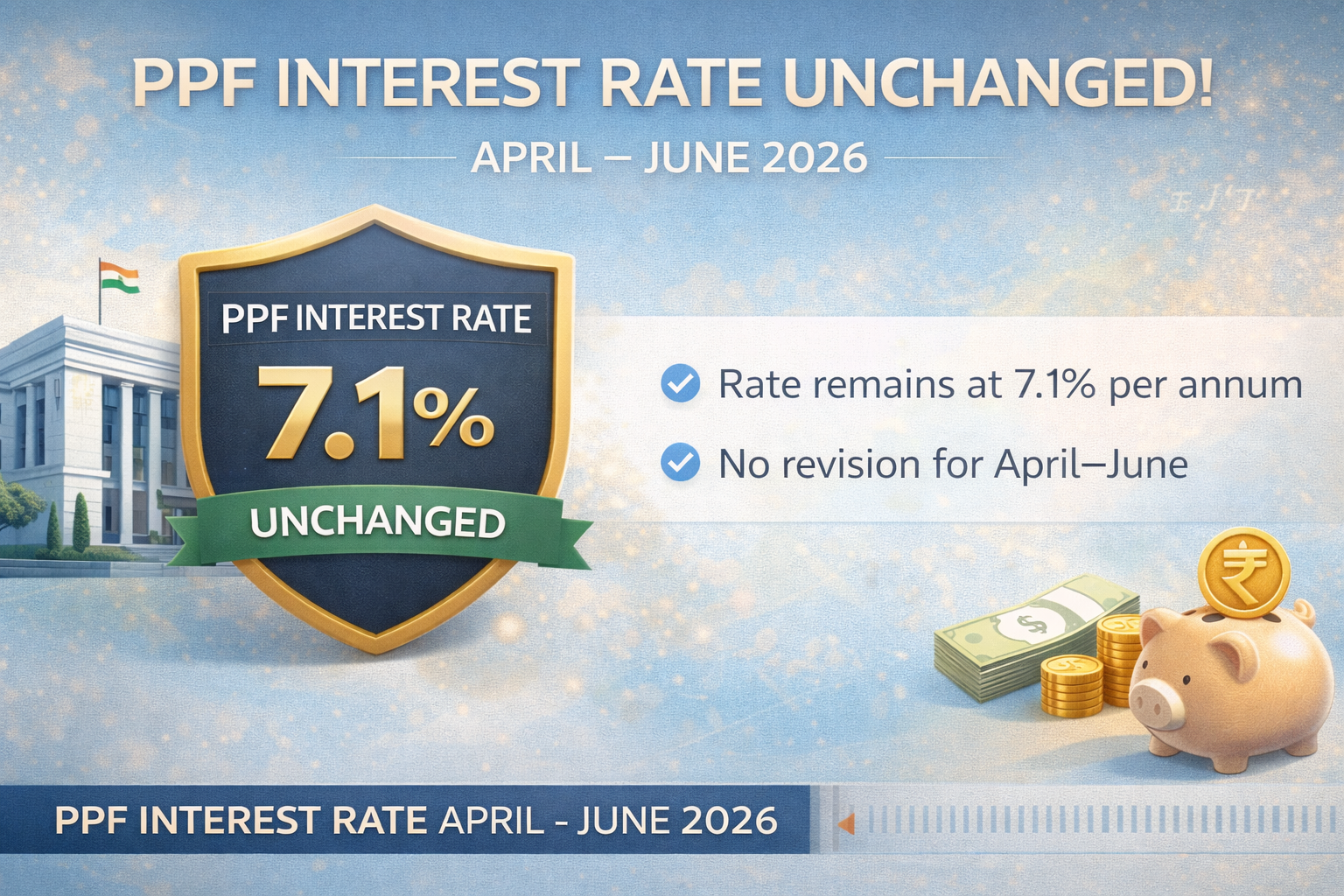 PPF interest rate April June 2026 unchanged India infographic